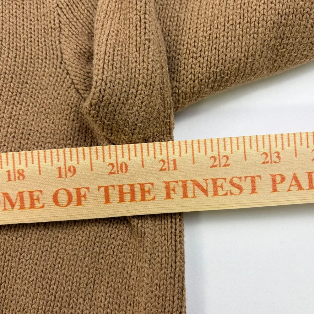 Polo Ralph Lauren Quarter-Zip Sweater Mens Large Tan Brown 100% Cotton Ribbed